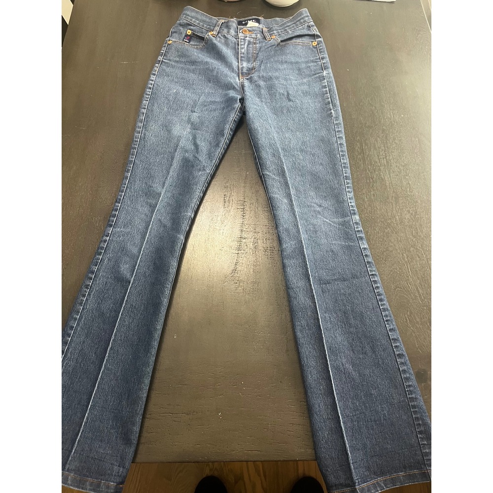 Vtg Guess Jeans Womens 27 Medium Wash Denim‎ Straight Leg Pants Y2K